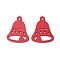 Poplar Wood Pendants, Dyed, Bell, Red, 65x53x3mm, Hole: 5mm