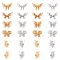 Brass Pendants, with Crystal Rhinestone, Butterfly, Mixed Color, 24pcs/box
