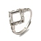 Adjustable Alloy Pad Ring Settings, with Clear Cubic Zirconia, Prong Ring Settings, 925 Sterling Silver Plated, Rhombus: US Size 8 1/4(18.3mm), Tray: 10.5x11mm
