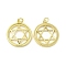 Brass Micro Pave Cubic Zirconia Pendants, Cadmium Free & Nickel Free & Lead Free, with Jump Ring, Flat Round with Star of David Charms, Golden, 22.7x20x1.9mm, Hole: 2.5mm