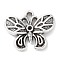 Tibetan Style Alloy Pendant Rhinestone Settings, Butterfly, Antique Silver, Fit for 1.4mm Rhinestone, 17x20.5x3mm, Hole: 1.5mm, about 276pcs/500g