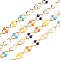 Ion Plating(IP) 304 Stainless Steel Oval Link Chains, with Enamel, Real 18K Gold Plated, Soldered, Colorful, 10.5x6.5x1mm, about 3.28 Feet(1m)/Strand