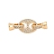 Brass Pave Clear Cubic Zirconia Fold Over Clasps, Cadmium Free & Nickel Free & Lead Free, Oval, Real 18K Gold Plated, 33mm, Hole: 4mm