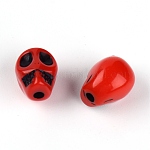 Непрозрачные акриловые бусины, череп, красные, 10x8x8 мм, отверстие : 2 мм