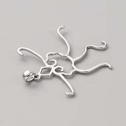 Антикоррозийный 925 полая подвеска из стерлингового серебра кабошон оправа&nbsp;FIND-WH0156-34P