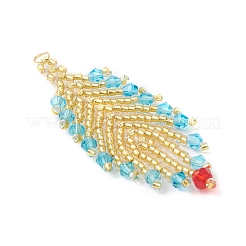 Большие подвески из стеклянных бусин в форме перьев&nbsp;PALLOY-MZ00949-02