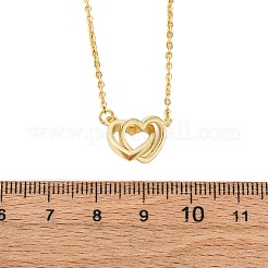 Ожерелья с подвеской в виде переплетенных сердец из латуни с микропаве из прозрачных кубических цирконий для женщин&nbsp;NJEW-M103-01G
