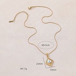 Французские винтажные ожерелья с эмалированным ромбом из нержавеющей стали 304 с белыми подвесками от сглаза&nbsp;HC0202