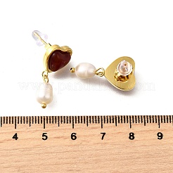 Серьги-гвоздики в форме сердца из нержавеющей стали 304 с красным агатом&nbsp;EJEW-M065-02G