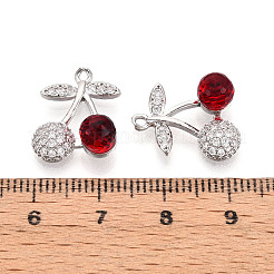 Подвески из латуни микропаве с фианитами и стеклом&nbsp;KK-T076-01P