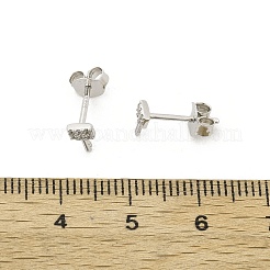 Серьги-гвоздики key s925 из стерлингового серебра с микропаве из прозрачных кубических цирконий для женщин&nbsp;EJEW-K307-03B-P