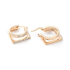 Серьги-кольца из квадратной латуни с прозрачным кубическим цирконием&nbsp;EJEW-S241-11G