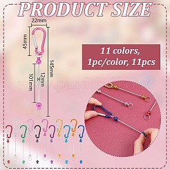 11 шт. 11 цвета нержавеющая сталь 201 с пластиковыми карабинами для скалолазания&nbsp;AJEW-GO0002-17