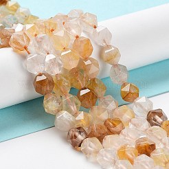 Натуральный желтый гематоидный кварц/золотые целебные кварцевые бусины нити&nbsp;G-G030-A01-01