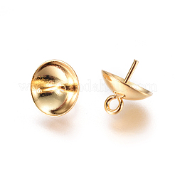 304 нержавеющая сталь чашечка жемчужные штифты булавки подвески&nbsp;STAS-F227-48B-G