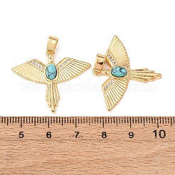 Латунное микропаве с фианитами и подвесками из синтетической бирюзы&nbsp;KK-G543-13G-02