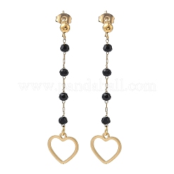 Серьги-гвоздики со стеклянными кисточками из нержавеющей стали 304&nbsp;EJEW-G453-05G-02