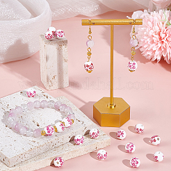 80 шт. фарфоровые бусины ручной работы с принтом&nbsp;PORC-SC0001-13