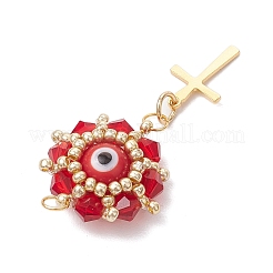 3 шт. подвески от сглаза из двухцветного стеклянного бисера&nbsp;PALLOY-MZ00628