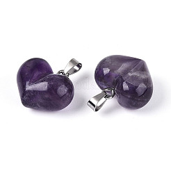 Массивные подвески в форме сердца из натурального аметиста&nbsp;G-T143-19H