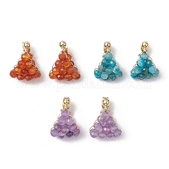 3 пара серег-колец из латуни с натуральным агатом&nbsp;EJEW-TA00620