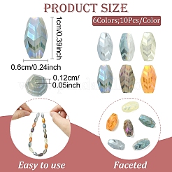 60шт 6 цвета прозрачные гальванические стеклянные бусины&nbsp;EGLA-YW0005-38