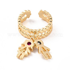 Открытое кольцо-манжета с кубическим цирконием для мальчика и девочки&nbsp;RJEW-C024-12G