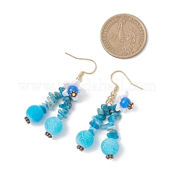 Серьги-подвески из натуральных смешанных камней в форме цветка&nbsp;EJEW-JE06870