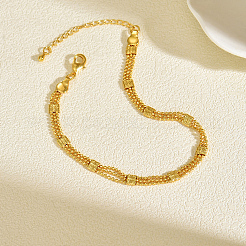 Латунная однорядная шариковая цепочка с матовыми квадратными браслетами для женщин&nbsp;MX4097