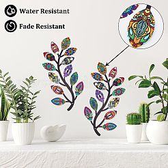 2шт. 2 стиля железного дерева лист декор для стены&nbsp;AJEW-CN0001-53