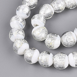 Светящиеся бусины ручной работы из серебряной фольги в технике лэмпворк&nbsp;FOIL-N029-03A