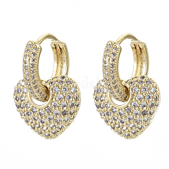 Серьги-кольца Huggie с подвесками из латуни с фианитами и кубическим цирконием&nbsp;KK-R137-017B-NF