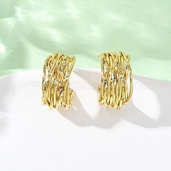 Латунные серьги-гвоздики в форме буквы С&nbsp;KK-P325-48G