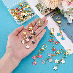 14 шт. 7-х цветная эмалевая подвеска в виде цветка&nbsp;HJEW-PH02023