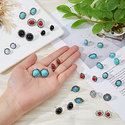 16 пара серег-гвоздиков из сплава в этническом стиле 16 стиля EJEW-FI0002-86