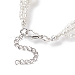 Круглые пластиковые браслеты из нескольких нитей бусин с имитацией жемчуга для женщин&nbsp;BJEW-JB12913