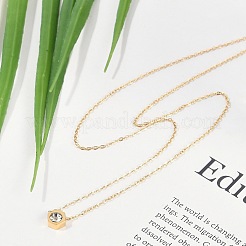 Ионное покрытие (ip) 304 нержавеющая сталь кубический цирконий шестигранный кулон кабель цепь ожерелья&nbsp;NJEW-P320-16G-02