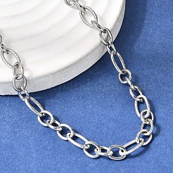Текстурированная цепочка Фигаро из нержавеющей стали 201 толщиной 5.5 мм&nbsp;NJEW-K302-27P