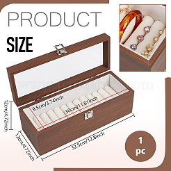 Витрины-органайзеры для браслетов из черного орехового дерева с бархатной подкладкой и прозрачным окошком в крышке&nbsp;BDIS-WH0011-05