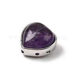 Многорядные звенья из латуни с натуральным аметистом в форме сердца&nbsp;G-B149-13P-01