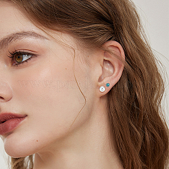 8 пара 4 стилей 925 оправы для сережек-гвоздиков из стерлингового серебра&nbsp;STER-BC0003-86