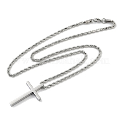 Религиозный крест 304 нержавеющая сталь кулон веревка цепь ожерелья&nbsp;NJEW-L157-09P