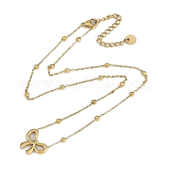 Вакуумное покрытие pvd нержавеющая сталь 304 подвеска бант спутниковые цепочки ожерелья&nbsp;NJEW-I129-06G