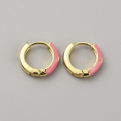 Серьги-кольца с эмалью и прозрачными фианитами&nbsp;EJEW-WH0004-39C