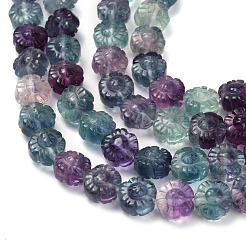 Нити резных бусин из натурального флюорита&nbsp;G-L634-J04-F02