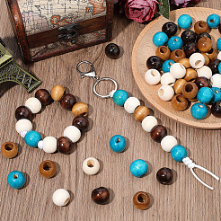 80 шт. 4-х цветные бусины из натурального дерева&nbsp;WOOD-PA0001-24