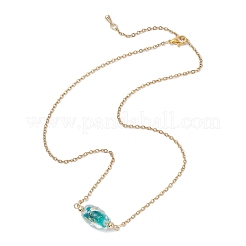 2 шт. 2-цветный овальный кулон в стиле лэмпворк из золотистого песка ручной работы из нержавеющей стали 304 с цепочкой из троса&nbsp;NJEW-JN05375