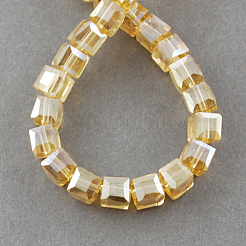 Стеклянные бусины с гальваническим покрытием &nbsp;EGLA-R030-6x6mm-21