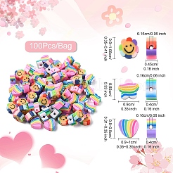 90шт 3 стиля ручной работы бусины из полимерной глины&nbsp;CLAY-YW0002-37