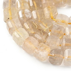 Нити бусин из натурального золота с рутилированным кварцем&nbsp;G-C267-A03